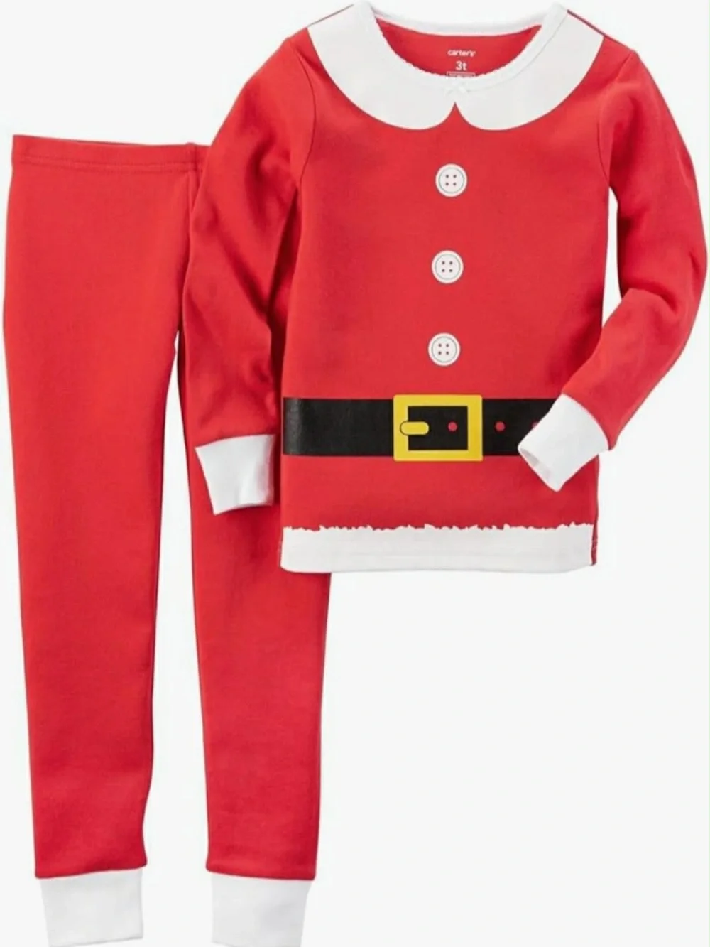 Carter's Red and White Holiday Pajama Set with Santa Belt Print 12 months NWT